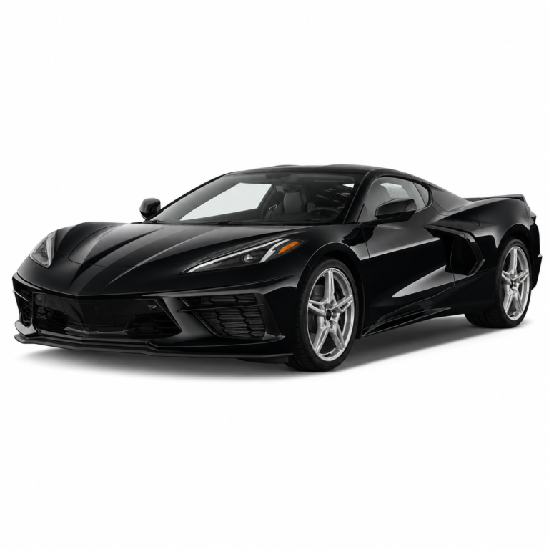 Black Chevrolet Corvette C8 on a white background — vehicle illustration