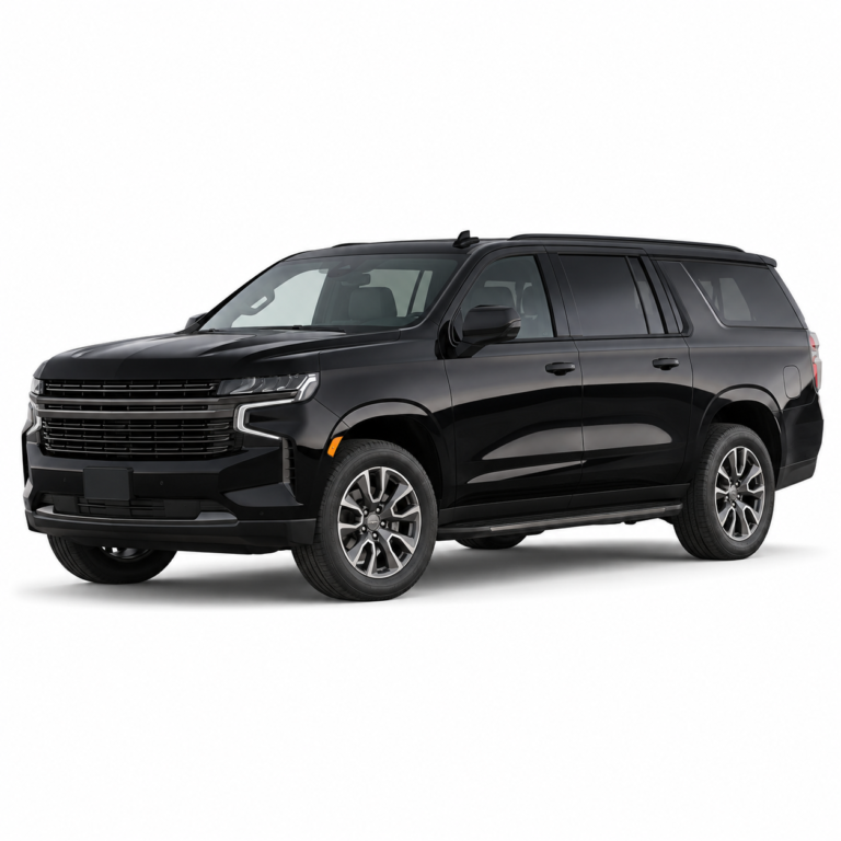 Black Chevrolet Suburban 2020–2024 on a white background — vehicle illustration