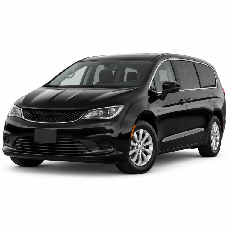 Black Chrysler Voyager on a white background — vehicle illustration without logos