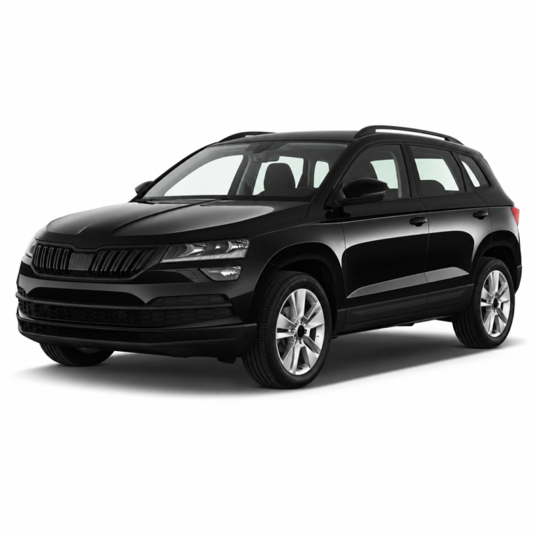 Black Skoda Karoq on a white background — vehicle illustration