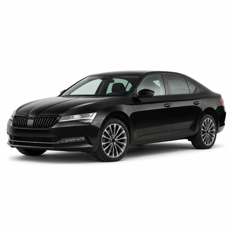 Black Skoda Superb III Type 3V on a white background — vehicle illustration