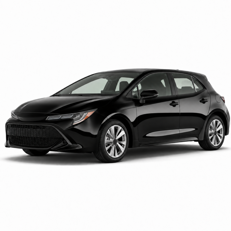 Black Toyota Corolla E210 on a white background — vehicle illustration