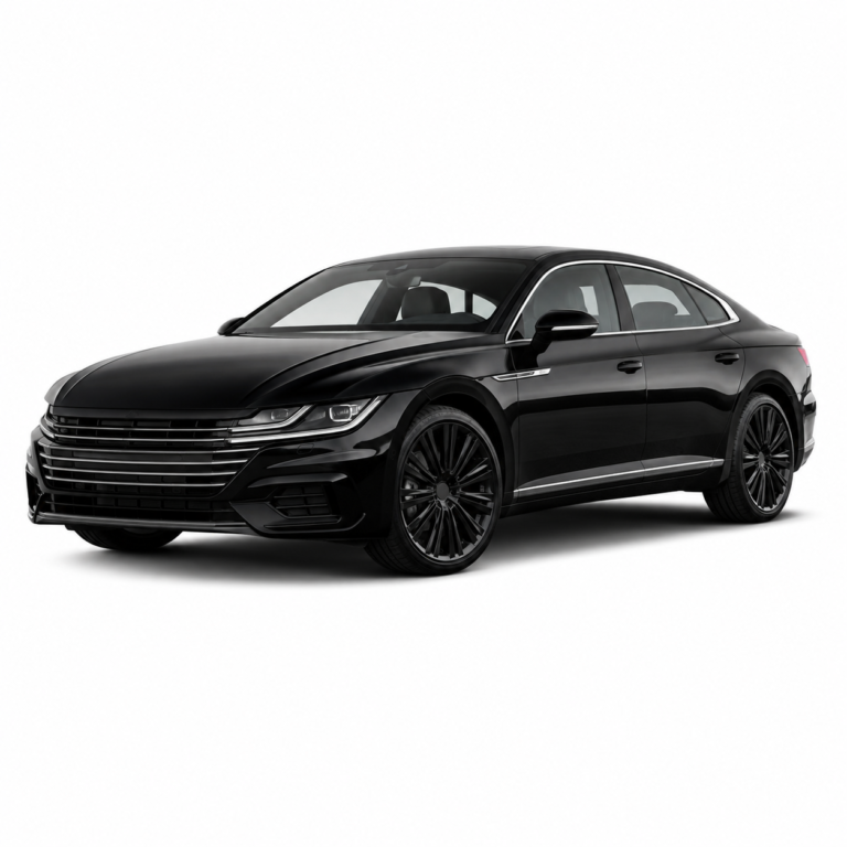 Black Volkswagen Arteon on a white background — vehicle illustration