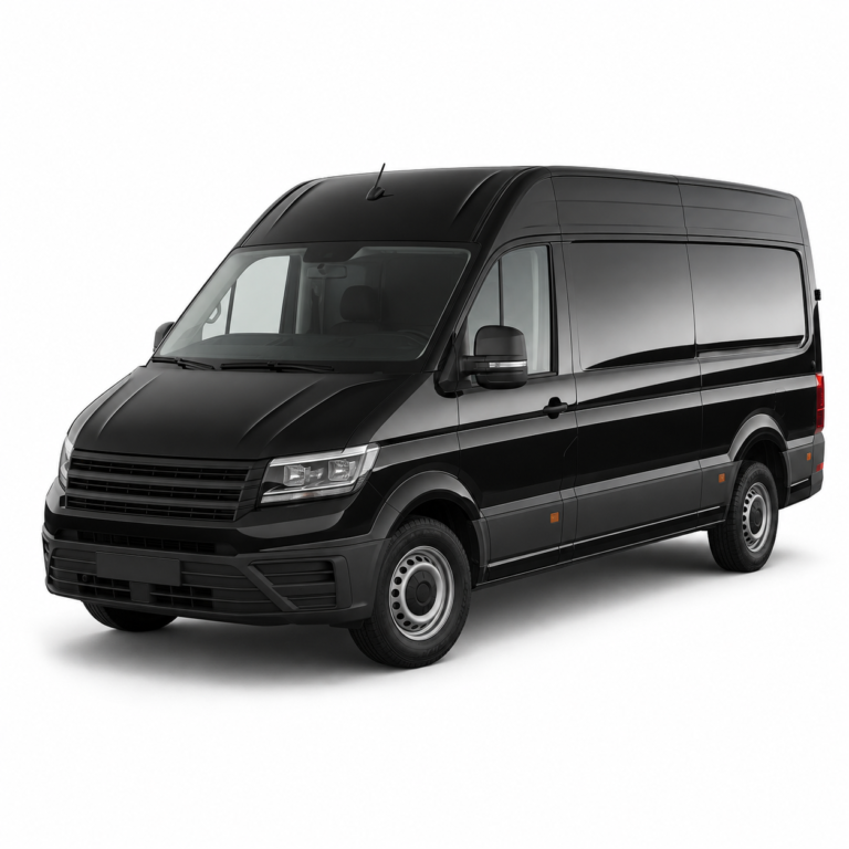 Black Volkswagen Crafter 2nd Gen on a white background — vehicle illustration