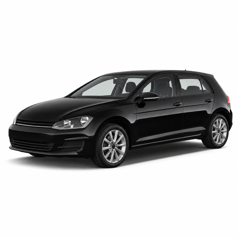 Black Volkswagen Golf VII on a white background — vehicle illustration