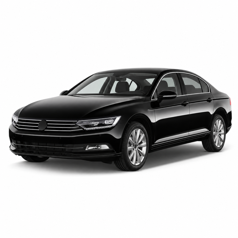 Black Volkswagen Passat B8 on a white background — vehicle illustration