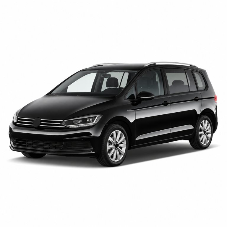 Black Volkswagen Touran II on a white background — vehicle illustration