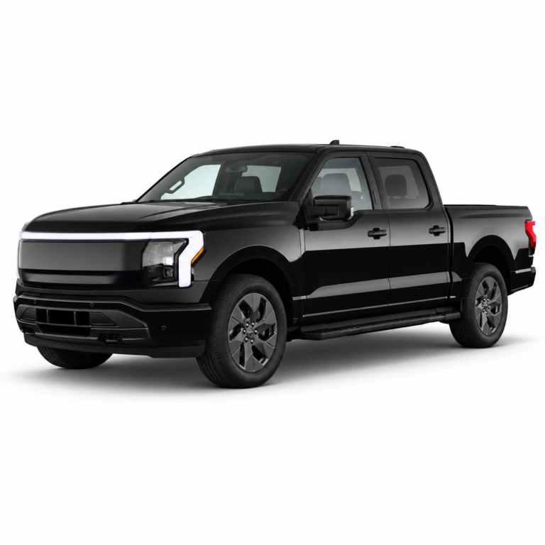 Black Ford F-150 Lightning on a white background — vehicle illustration