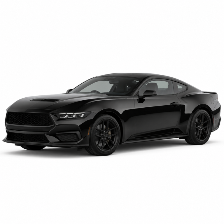 Black Ford Mustang 7th Gen on a white background — vehicle illustration