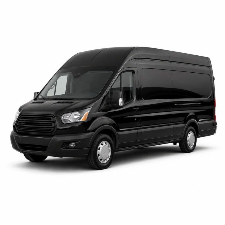 Black Ford Transit 7th Gen on a white background — vehicle illustration