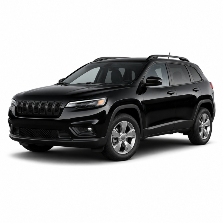 Black Jeep Cherokee on a white background — vehicle illustration