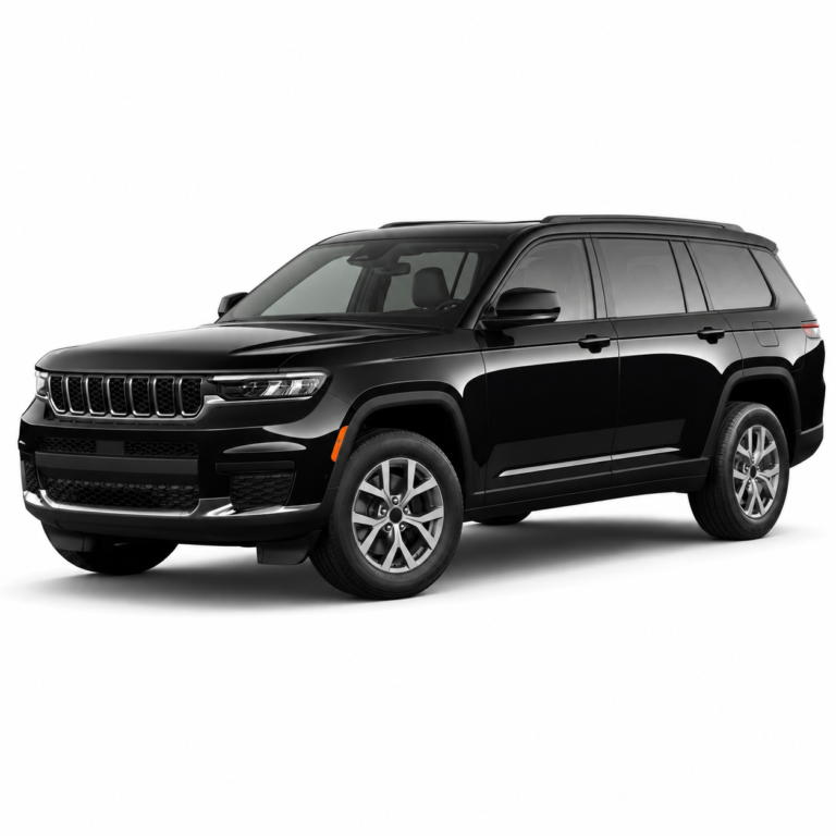 Black Jeep Grand Cherokee L on a white background — vehicle illustration