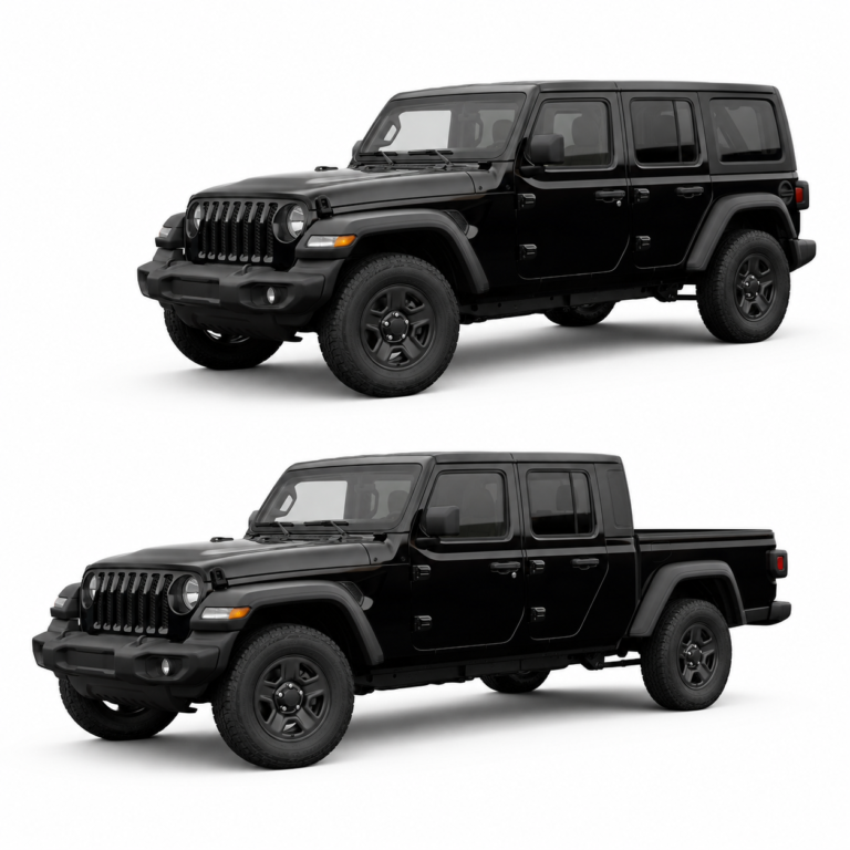 Black Jeep Wrangler / Gladiator on a white background — vehicle illustration