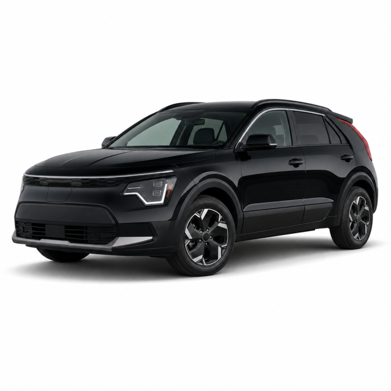Black Kia Niro EV/e-Niro 2nd Gen on a white background — vehicle illustration