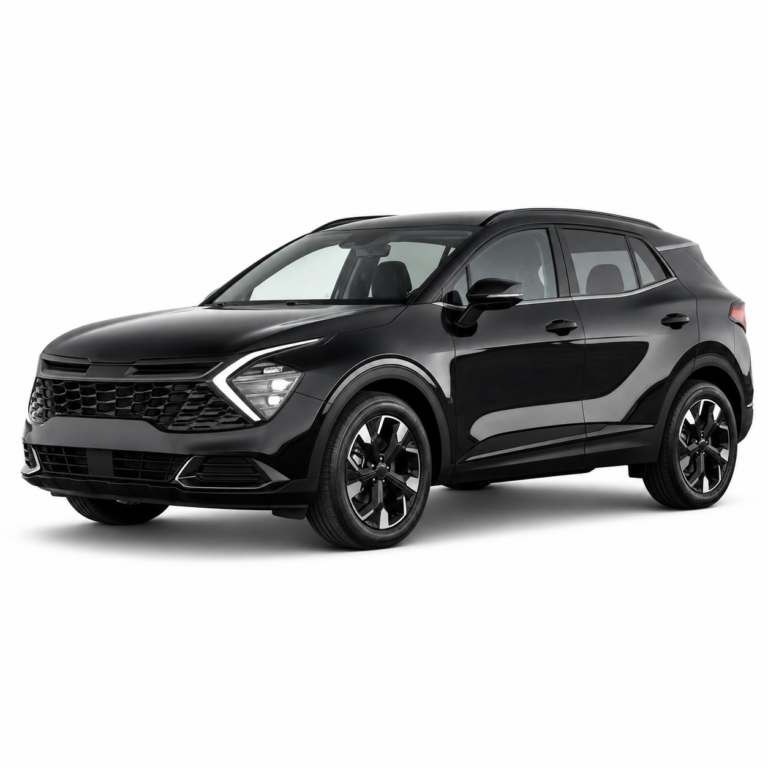 Black Kia Sportage 5th Gen on a white background — vehicle illustration