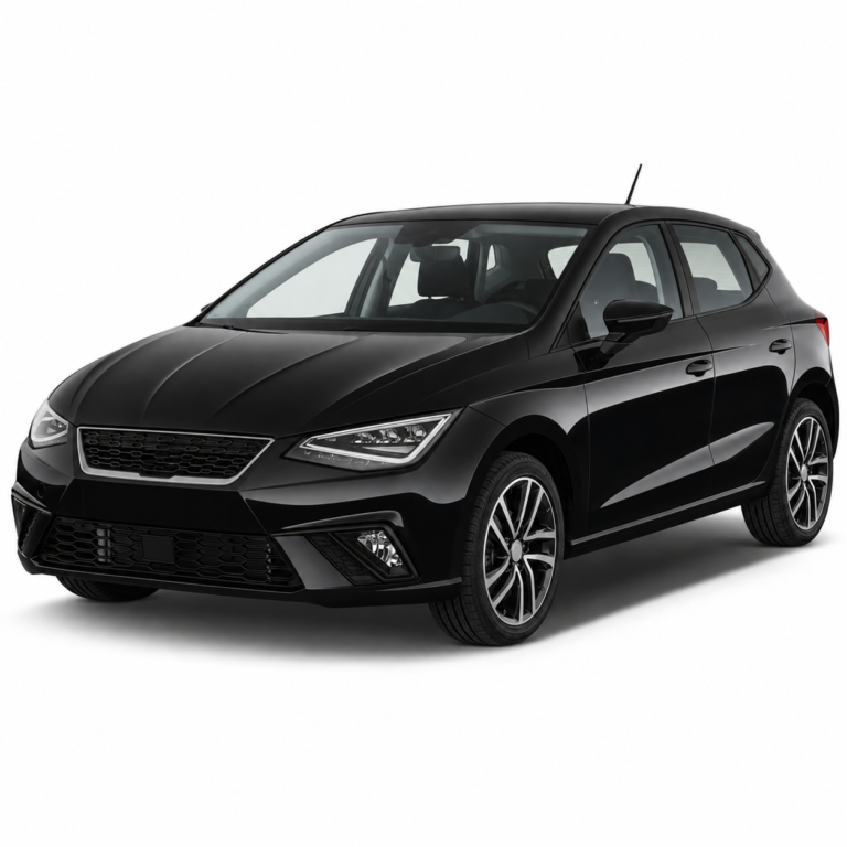 Black SEAT Ibiza on a white background — vehicle illustration