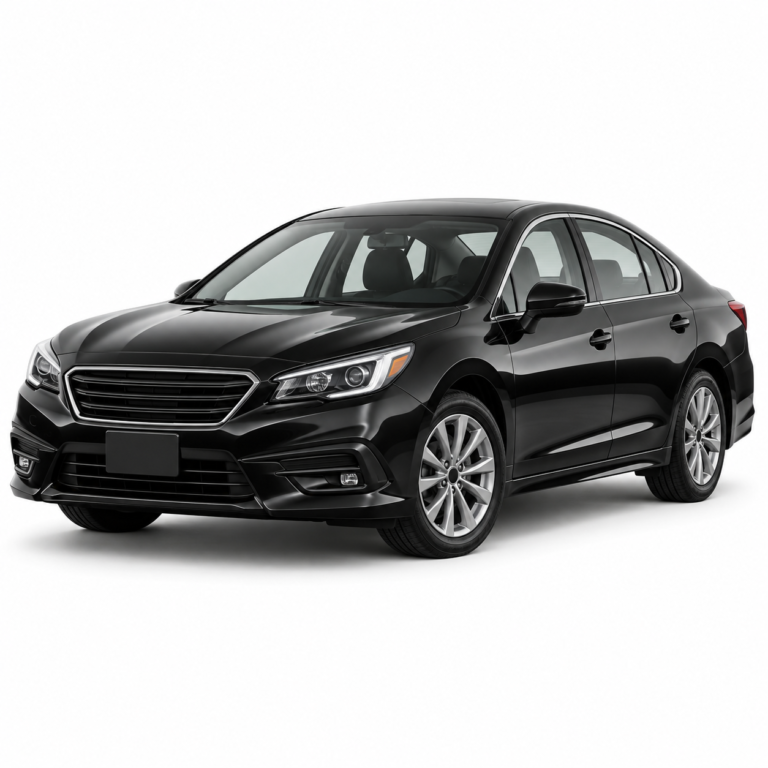 Black Subaru Legacy on a white background — vehicle illustration without logos